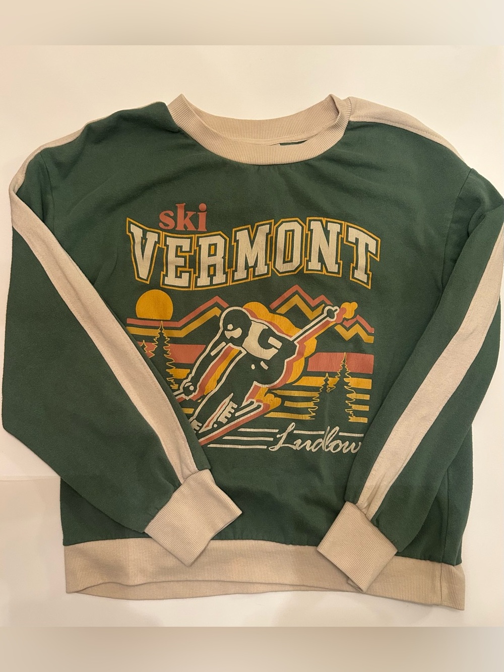 IML Vintage Olive Green Ski Graphic CrewneckSweatshirt